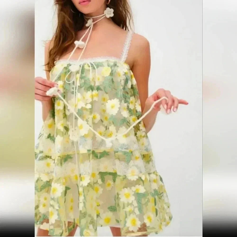 For Love and Lemons Rachel Babydoll Mini Dress - Picture 1 of 5